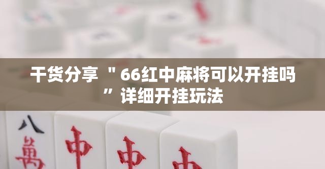 干货分享 ＂66红中麻将可以开挂吗”详细开挂玩法