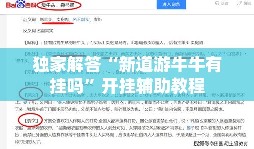 独家解答“新道游牛牛有挂吗”开挂辅助教程