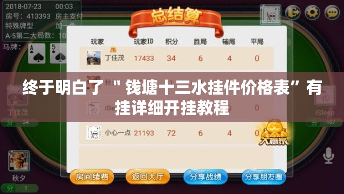 终于明白了 ＂钱塘十三水挂件价格表”有挂详细开挂教程