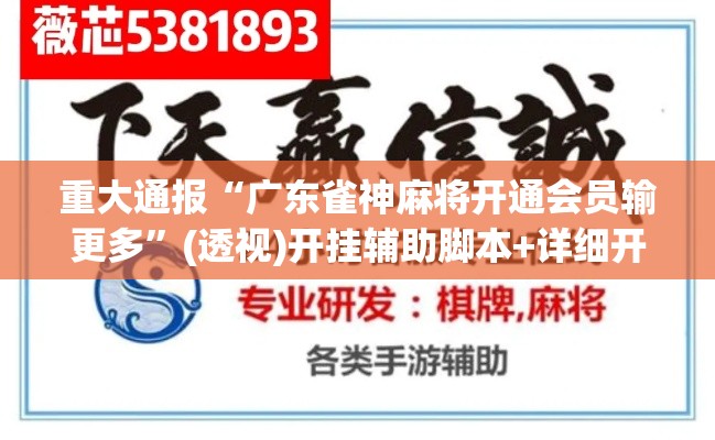 重大通报“广东雀神麻将开通会员输更多”(透视)开挂辅助脚本+详细开挂安装教程