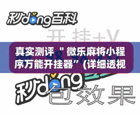 真实测评 ＂微乐麻将小程序万能开挂器”(详细透视教程)
