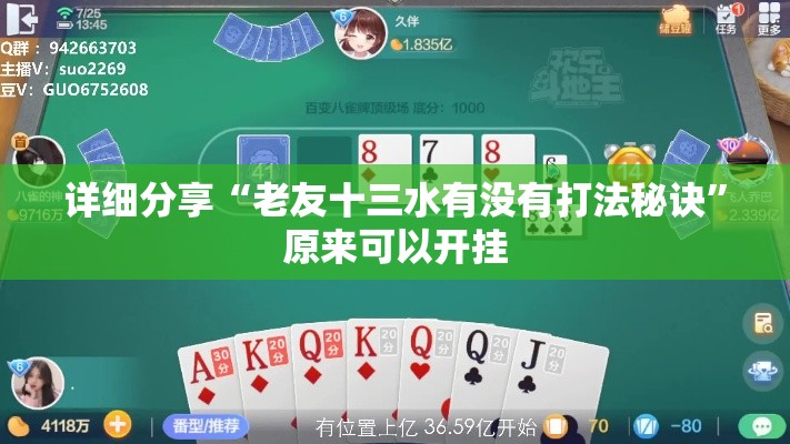 详细分享“老友十三水有没有打法秘诀	”原来可以开挂
