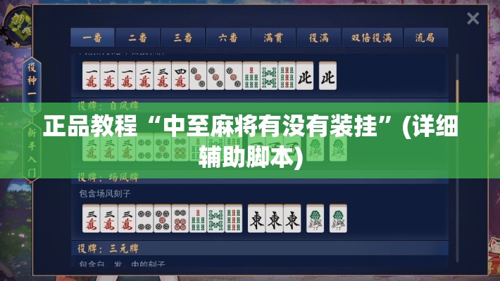 正品教程“中至麻将有没有装挂”(详细辅助脚本)