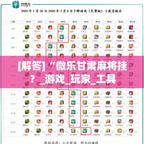 [解答]“微乐甘肃麻将挂？_游戏_玩家_工具